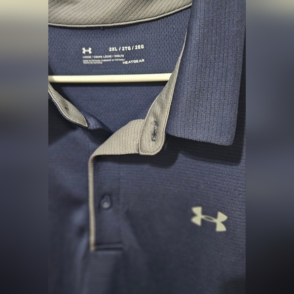 Under Armour Performance Golf Polo Heat Gear Loose Men's 2XL Navy Athletic B10 - Picture 3 of 5
